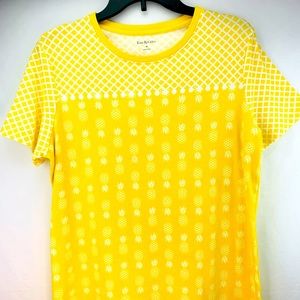 Kim Rodgers t-shirt Medium yellow white pineapple